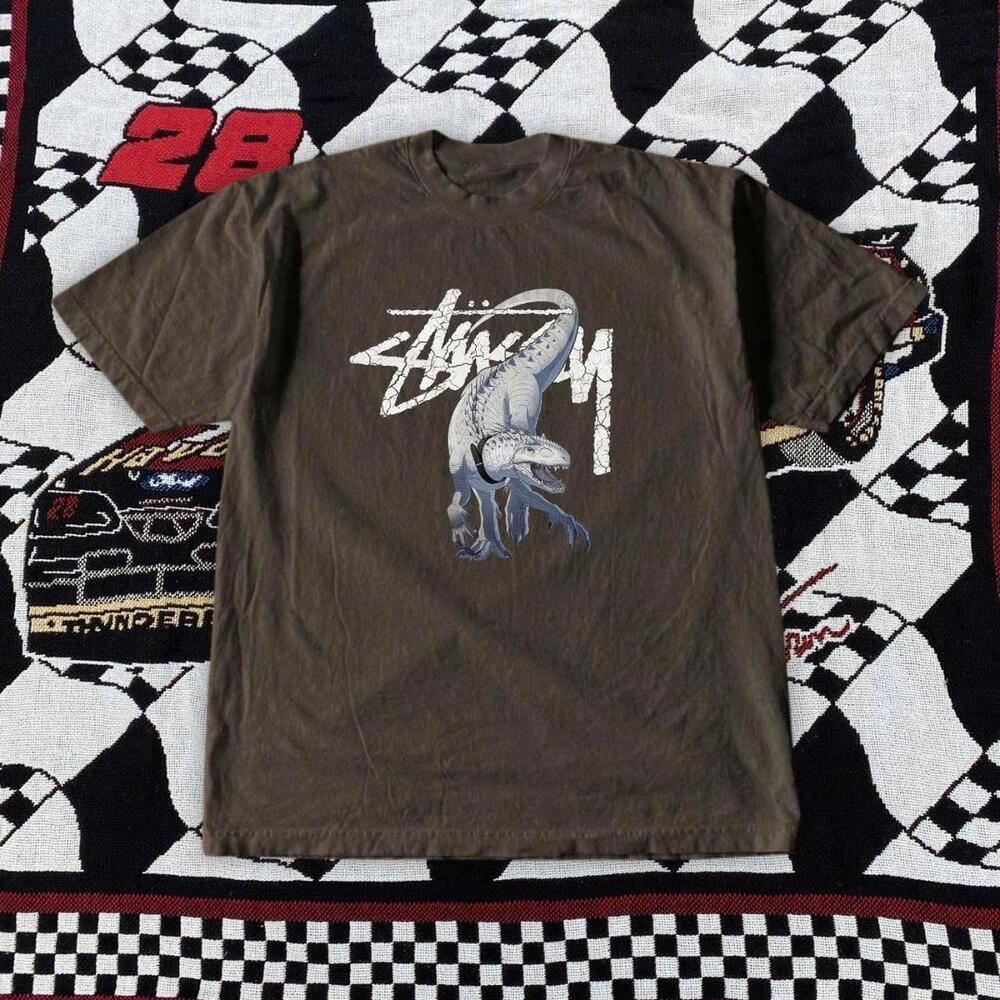 StãSsy Dinosaur Tee In Brown And White